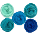 Deep Sea Carded Corriedale Wool Sliver Variety Pack