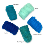 Deep Sea Carded Corriedale Wool Sliver Variety Pack