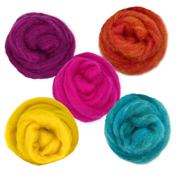 Retro Pop Carded Corriedale Wool Sliver Variety Pack
