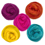 Retro Pop Carded Corriedale Wool Sliver Variety Pack