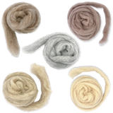 Woodland Neutrals Carded Corriedale Wool Sliver Variety Pack