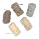 Woodland Neutrals Carded Corriedale Wool Sliver Variety Pack