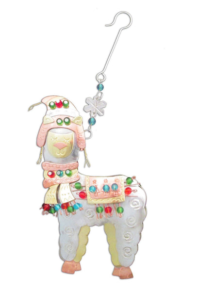 Whimsical Christmas Alpaca Ornament