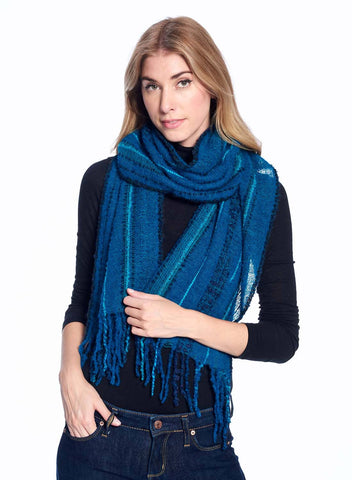 Alpaca Fringe Scarf - Boucle - Deep Sea